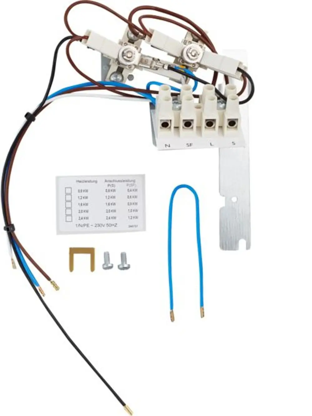Produktfoto des STIEBEL ELTRON Bausatzes ZK für Flachspeicher, 238735, mit elektrischen Komponenten und Montagezubehör.